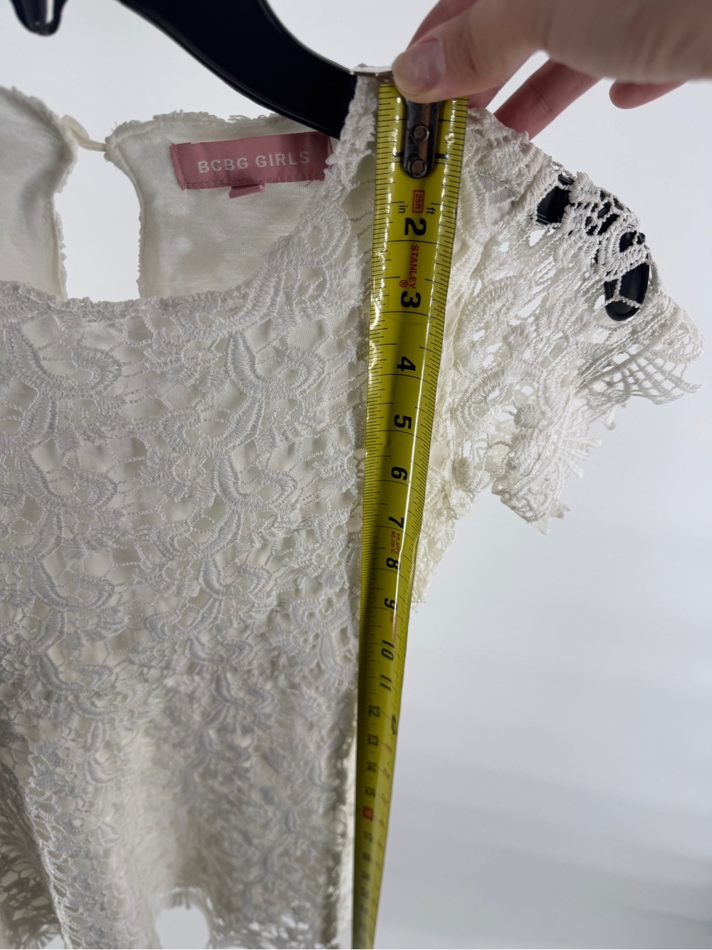 BCBGirls Cream Lace Short Flutter Sleeve Dress - Picture 7 of 9